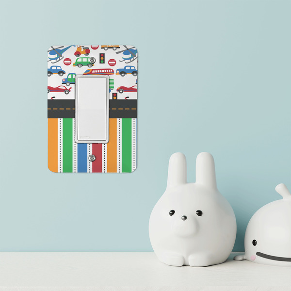Transportation & Stripes Rocker Light Switch Covers - Single - IN CONTEXT