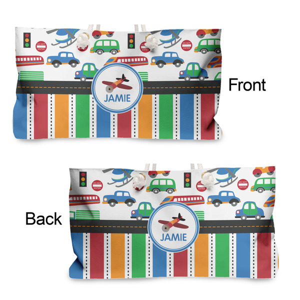 Transportation & Stripes Large Rope Tote - From & Back View