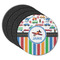 Transportation & Stripes Round Rubber Backed Coasters - Set of 4 (Personalized)