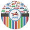 Transportation & Stripes Round Rubber Backed Coaster (Personalized)