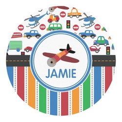 Transportation & Stripes Round Decal (Personalized)