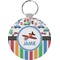 Transportation & Stripes Round Plastic Keychain (Personalized)