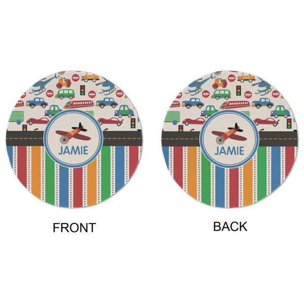 Transportation & Stripes Round Linen Placemats - APPROVAL (double sided)