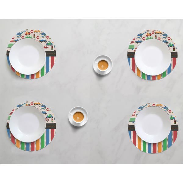 Transportation & Stripes Round Linen Placemats - LIFESTYLE (set of 4)