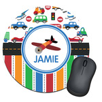 Transportation & Stripes Round Mouse Pad (Personalized)