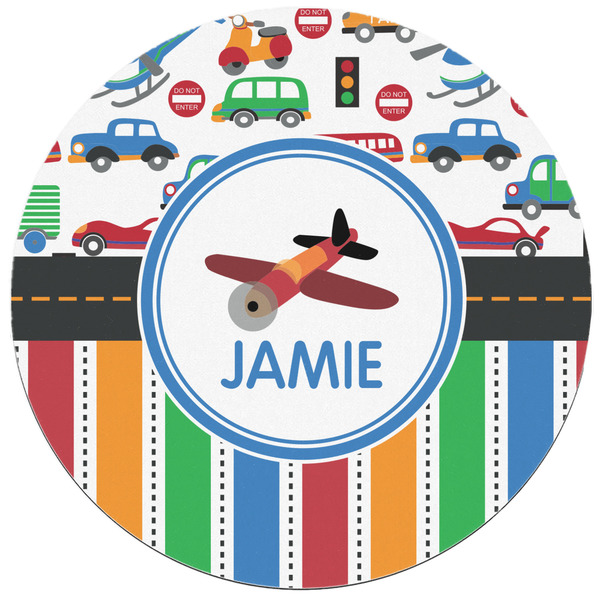 Transportation & Stripes Round Mousepad - APPROVAL