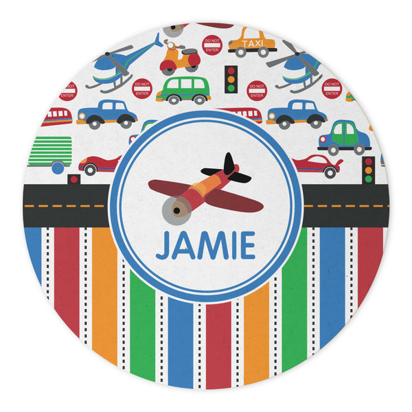 Transportation & Stripes Round Paper Coaster - Approval