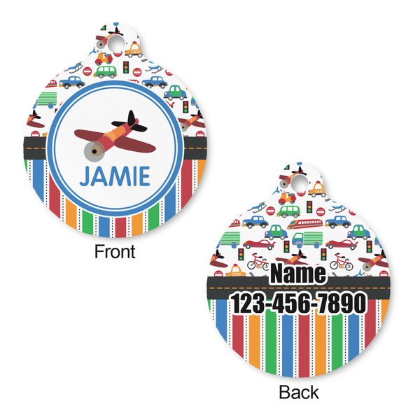 Transportation & Stripes Round Pet ID Tag - Large - Approval