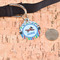 Transportation & Stripes Round Pet ID Tag - Large - In Context