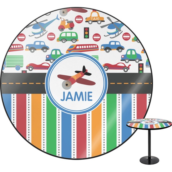 Custom Transportation & Stripes Round Table (Personalized)