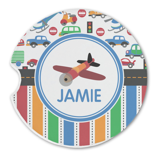 Transportation & Stripes Sandstone Car Coaster - Single