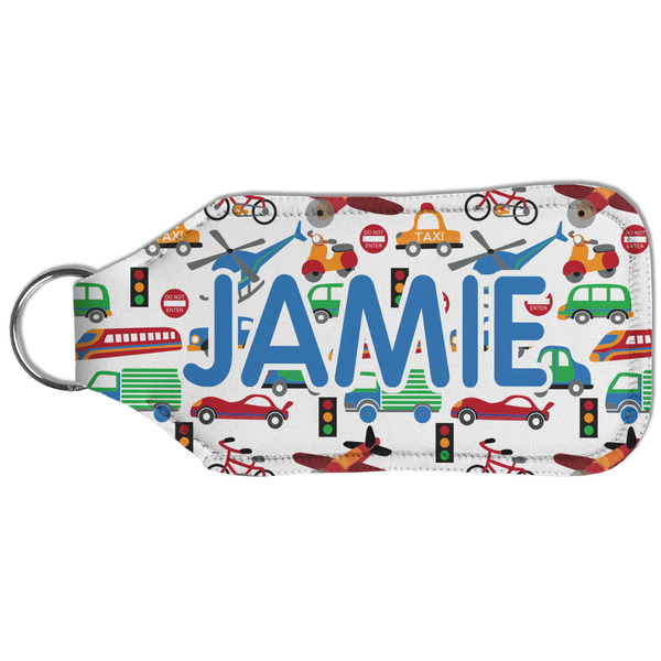 Transportation & Stripes Sanitizer Holder Keychain - Large (Back)
