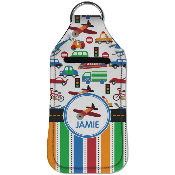 Transportation & Stripes Sanitizer Holder Keychain - Large (Front)