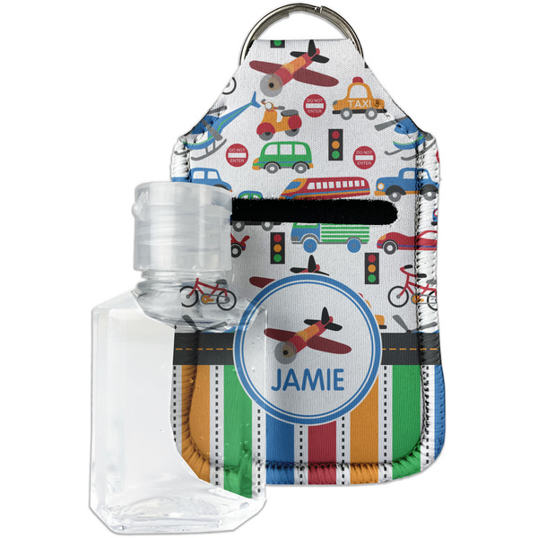 Custom Transportation & Stripes Hand Sanitizer & Keychain Holder (Personalized)