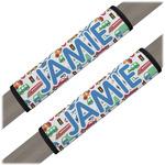 Transportation & Stripes Seat Belt Covers (Set of 2) (Personalized)