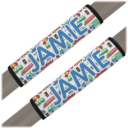 Transportation & Stripes Seat Belt Covers (Set of 2) (Personalized)