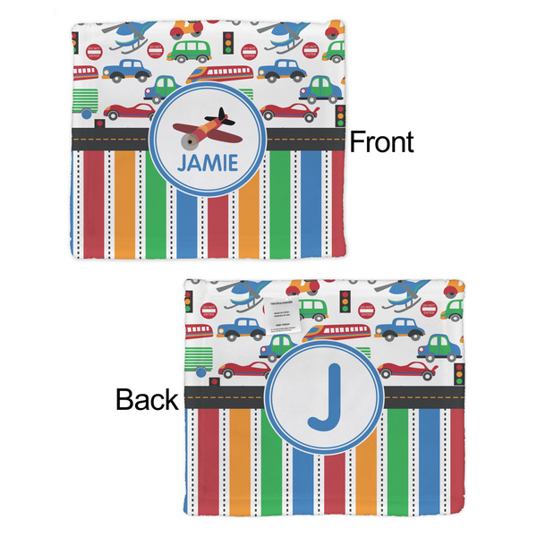 Transportation & Stripes Security Blanket - Front & Back View