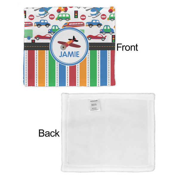 Transportation & Stripes Security Blanket - Front & White Back View