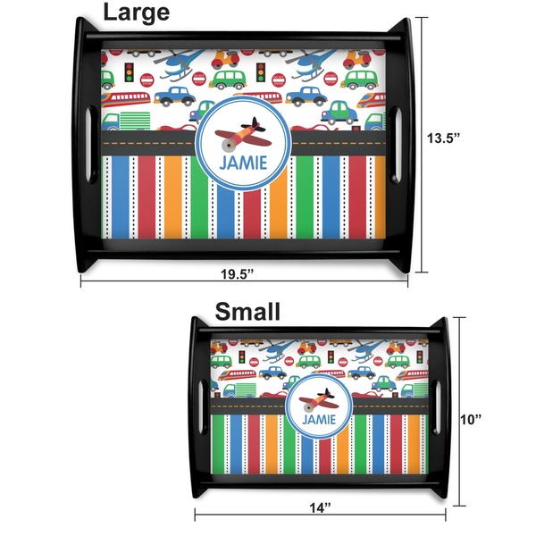 Transportation & Stripes Serving Tray Black Sizes