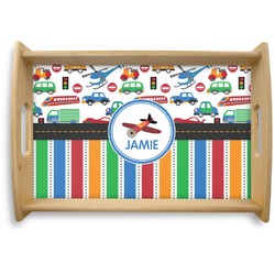 Transportation & Stripes Natural Wooden Tray - Small (Personalized)