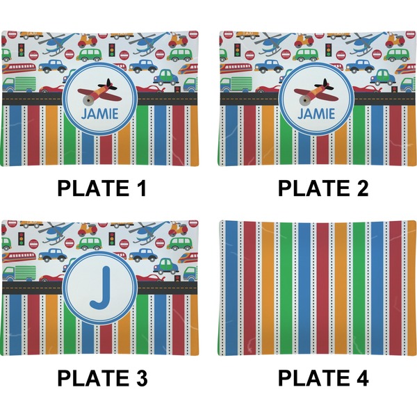 Transportation & Stripes Set of Rectangular Appetizer / Dessert Plates (Approval)
