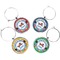 Transportation & Stripes Wine Charms (Set of 4) (Personalized)
