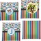 Transportation & Stripes Set of 4 Glass Square Lunch / Dinner Plate 9.5" (Personalized)