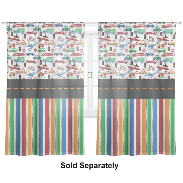Transportation & Stripes Sheer Curtains