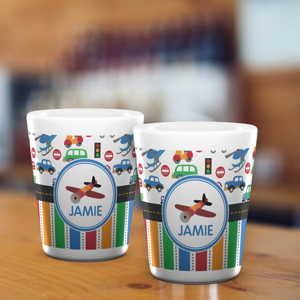 Transportation & Stripes Shot Glass - White - LIFESTYLE