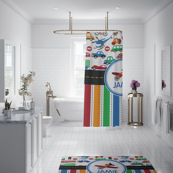 Transportation & Stripes Shower Curtain - 70"x83"