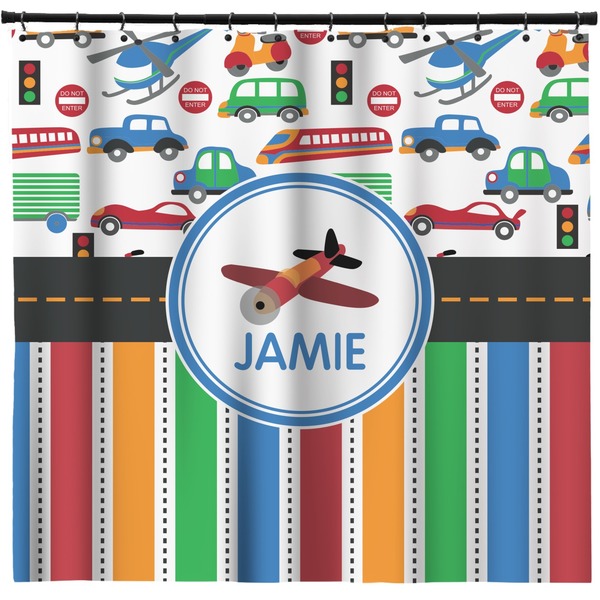 Custom Transportation & Stripes Shower Curtain - Custom Size (Personalized)