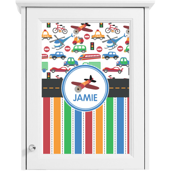 Transportation & Stripes Single White Cabinet Decal