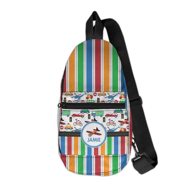 Custom Transportation & Stripes Sling Bag (Personalized)