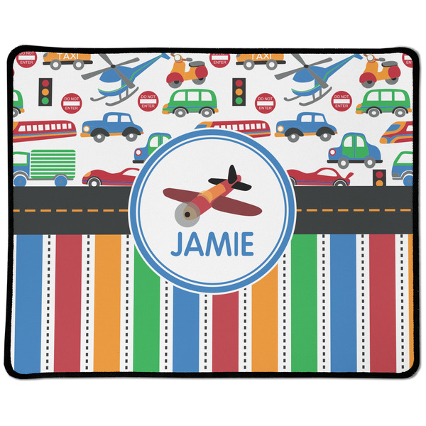 Custom Transportation & Stripes Large Gaming Mouse Pad - 12.5" x 10" (Personalized)