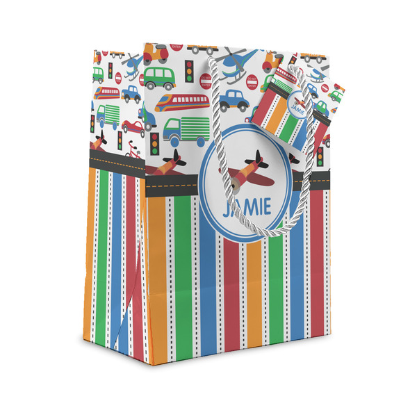 Custom Transportation & Stripes Gift Bag (Personalized)