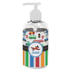 Transportation & Stripes Plastic Soap / Lotion Dispenser (8 oz - Small - White) (Personalized)