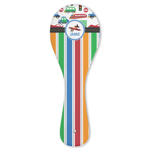 Custom Transportation & Stripes Ceramic Spoon Rest (Personalized)