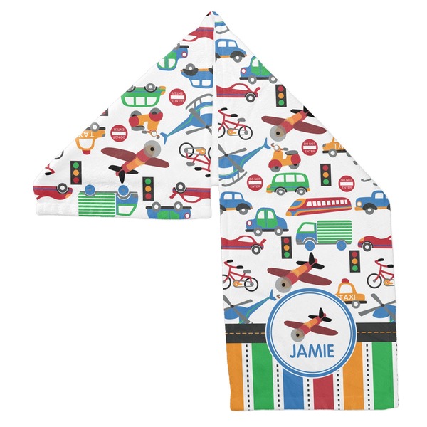 Transportation & Stripes Sports Towel Folded - Both Sides Showing