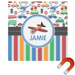 Transportation & Stripes Square Car Magnet - 6" (Personalized)