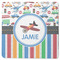 Transportation & Stripes Square Rubber Backed Coaster (Personalized)