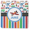 Transportation & Stripes Square Rubber Backed Coaster (Personalized)
