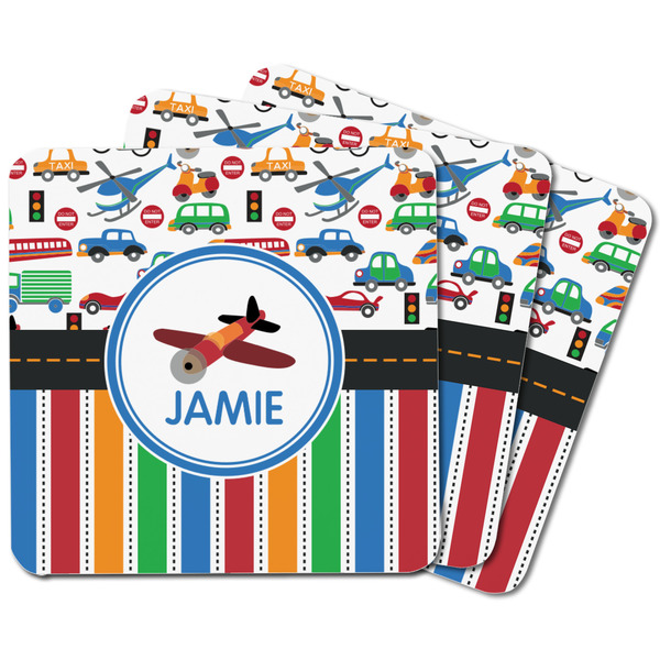 Transportation & Stripes Square Fridge Magnet - MAIN