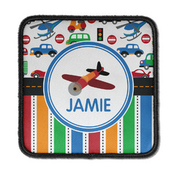 Transportation & Stripes Iron On Square Patch w/ Name or Text