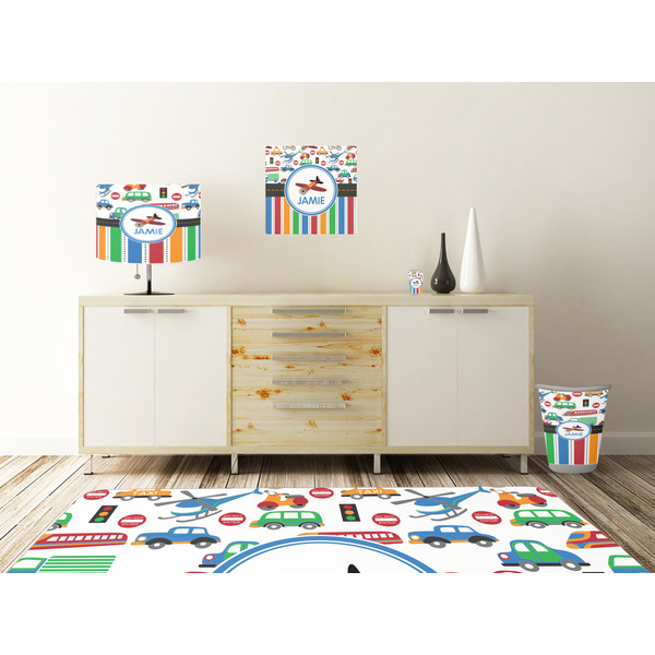 Transportation & Stripes Square Wall Decal Wooden Desk