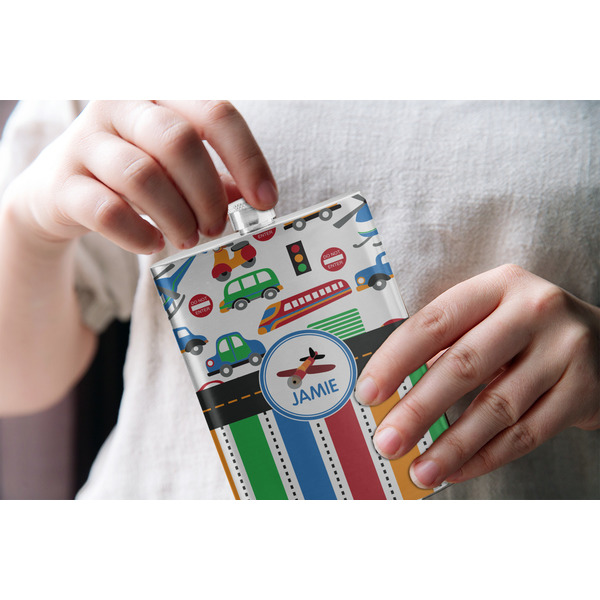 Transportation & Stripes Stainless Steel Flask - LIFESTYLE 1