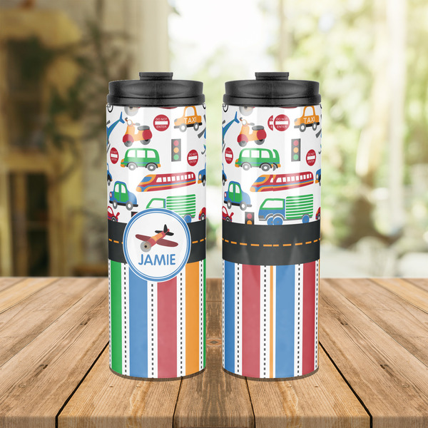 Transportation & Stripes Stainless Steel Tumbler - Lifestyle