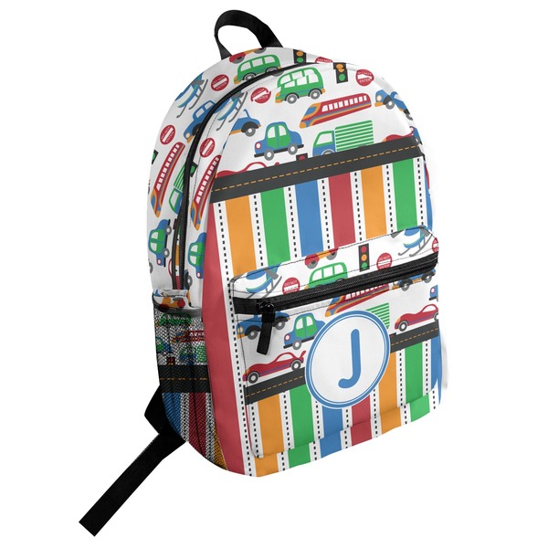 Custom Transportation & Stripes Student Backpack (Personalized)