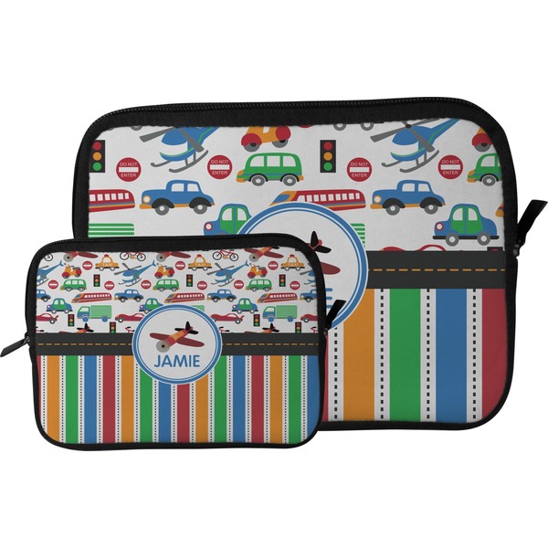 Transportation & Stripes Tablet Sleeve (Size Comparison)