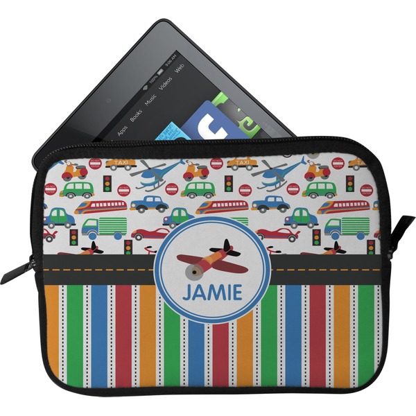 Custom Transportation & Stripes Tablet Case / Sleeve - Small (Personalized)