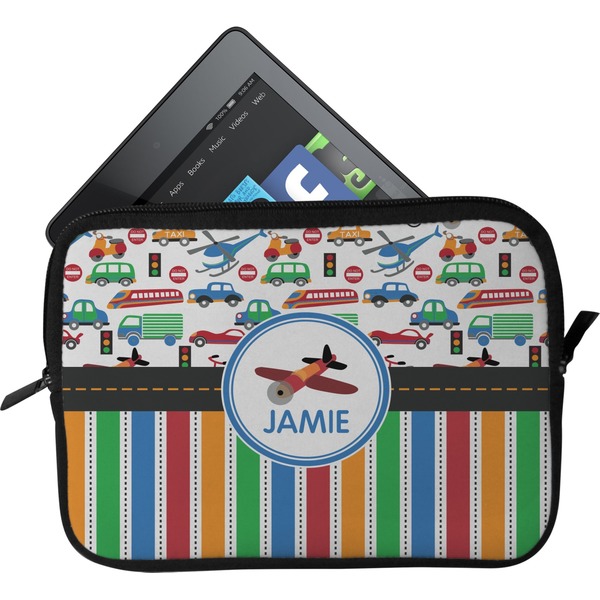 Custom Transportation & Stripes Tablet Case / Sleeve (Personalized)